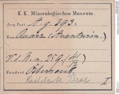 Etiketten zu Quarz (Aventurin) (NHMW-MIN-Ag393)